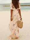 Irregular Clipping Empire Short Sleeves Maxi Dresses