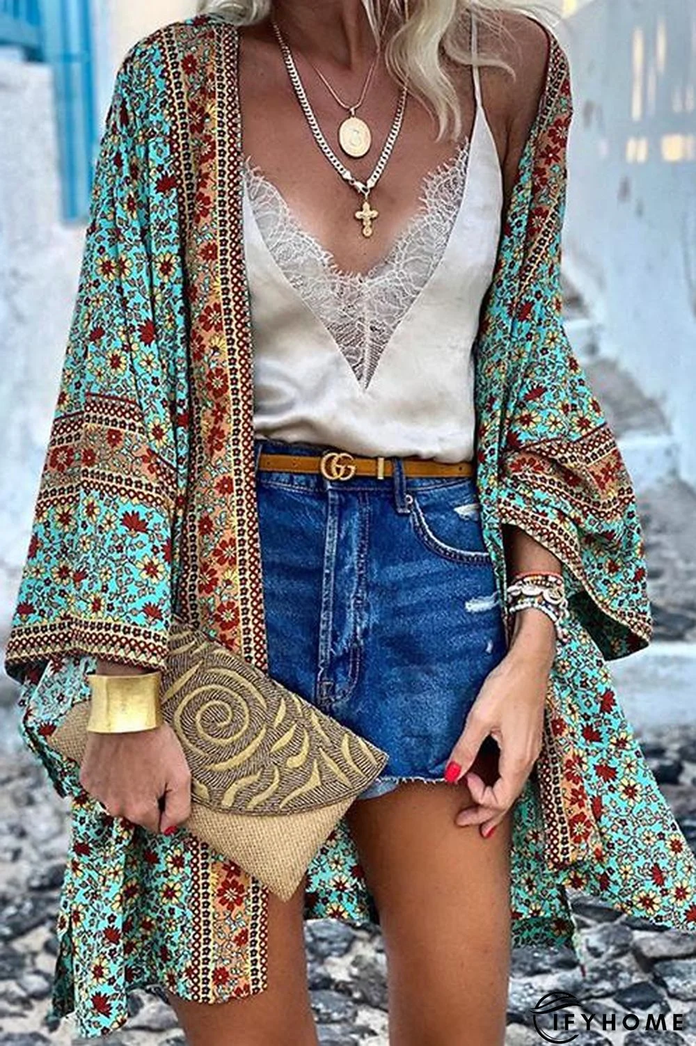 Boho Print Loose Cardigan | IFYHOME