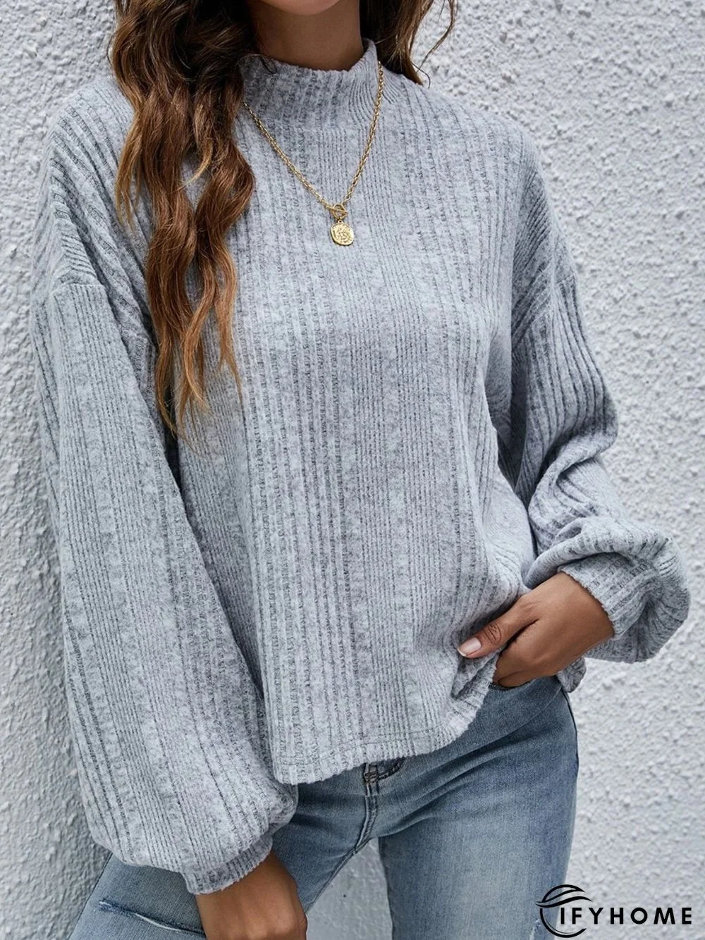 Half Turtleneck Loose Plain Top | IFYHOME