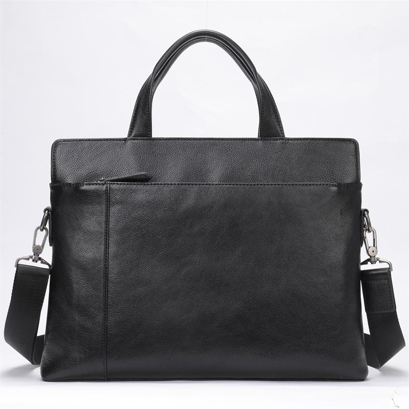 Men's Genuine Leather Casual Business Handbag Solid Color Crossbody Bag