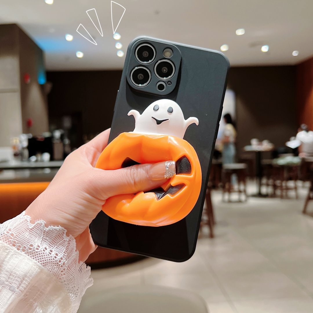 Halloween Spoof Cute Pumpkin Cheese Pinchable Phone Case For Galaxy S22/S22+/S22 Ultra 5G