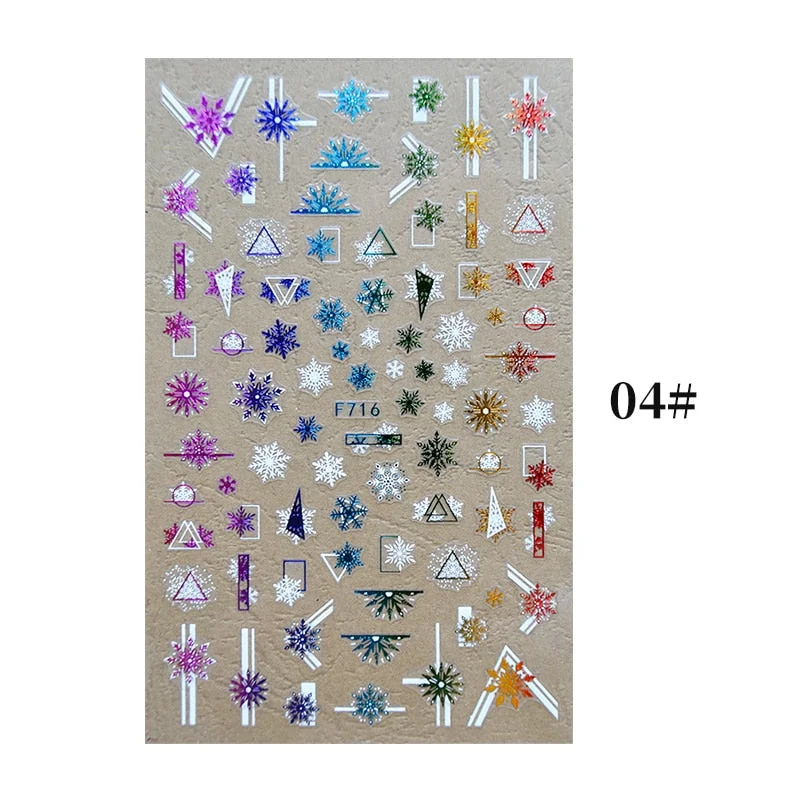 2021 NEW Christmas Slider Nail Art Water Decals Decoration Snowflake Nail Art Sticker DIY Manicures Water Transfer Foil Xmas Gif-Nail Inspo