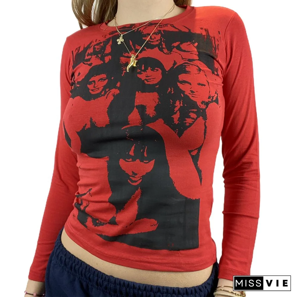 Women Trendy Portrait Letter Printed Tank Tops Summer Vest Female Round Neck Sleeveless Slim Fit Crop Tops