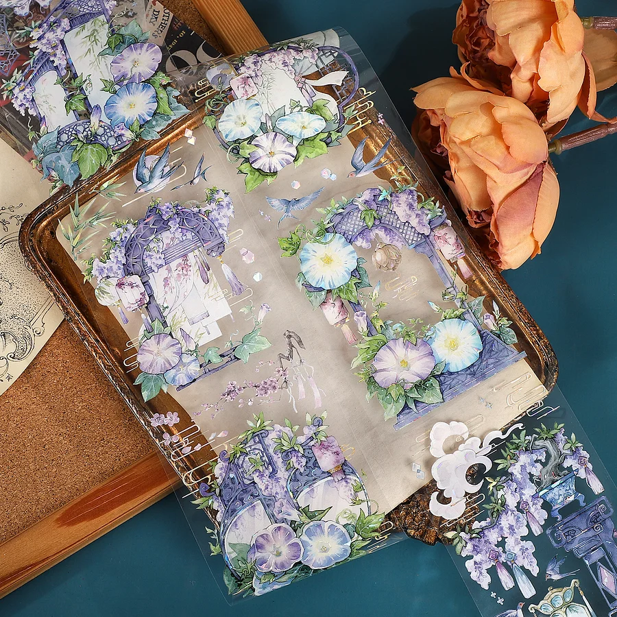 PETテープ - 500cm ヴィンテージフラワーキャラクターランドスケープ