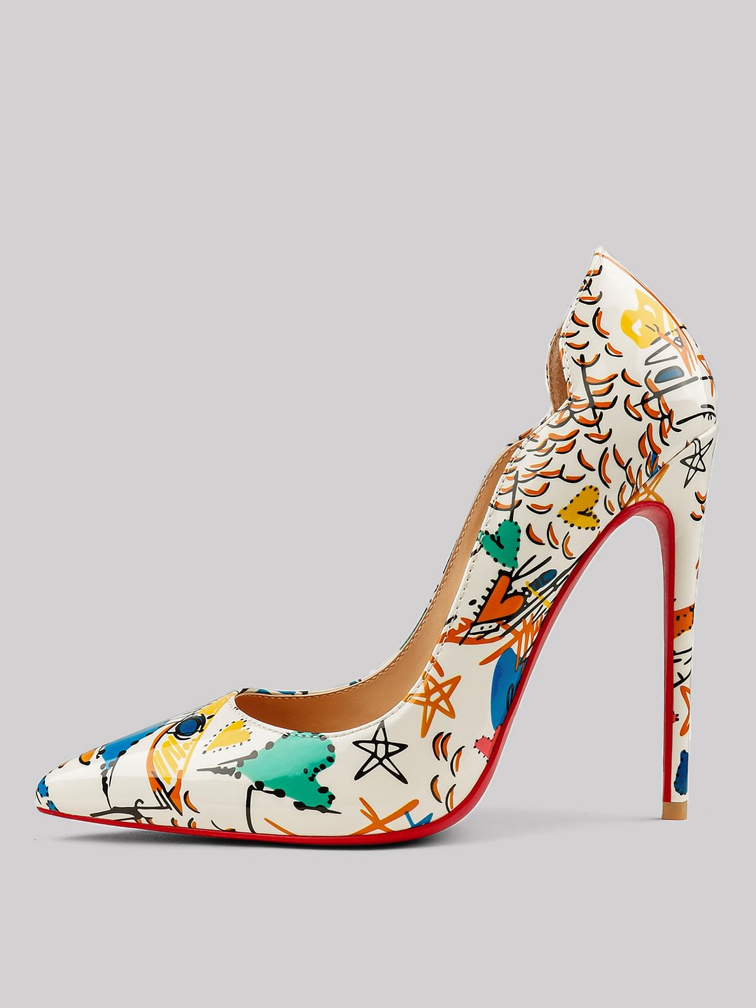 3.94"/4.72" Women's Classic Pointed Toe And V-shaped Multicolor Heels Red Bottom Shoes