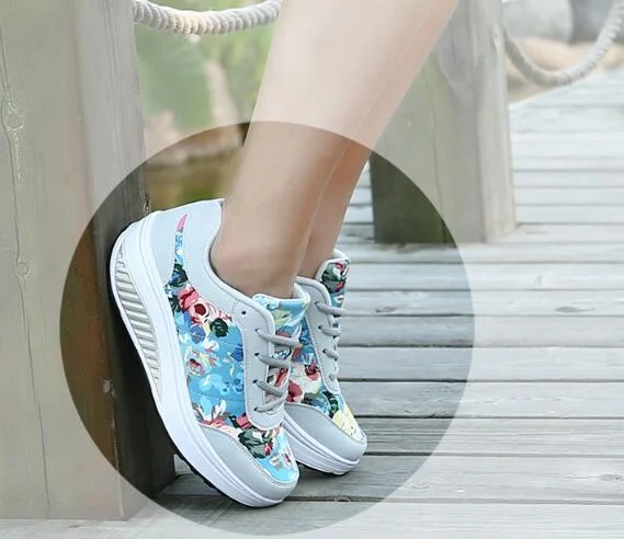 New Fashion Breathable Women's Casual Sports Shoes Women Wedge With Thick Sole Rocking Shoes Women Sneakers Zapatillas Mujer