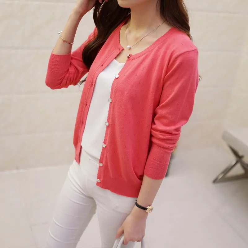 OHCLOTHING 2021 Short design thin cardigan women's cutout sunscreen air conditioning shirt sweater knitted outerwear small cape
