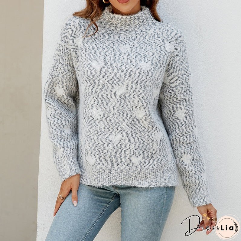 Casual Heart Knit Sweater