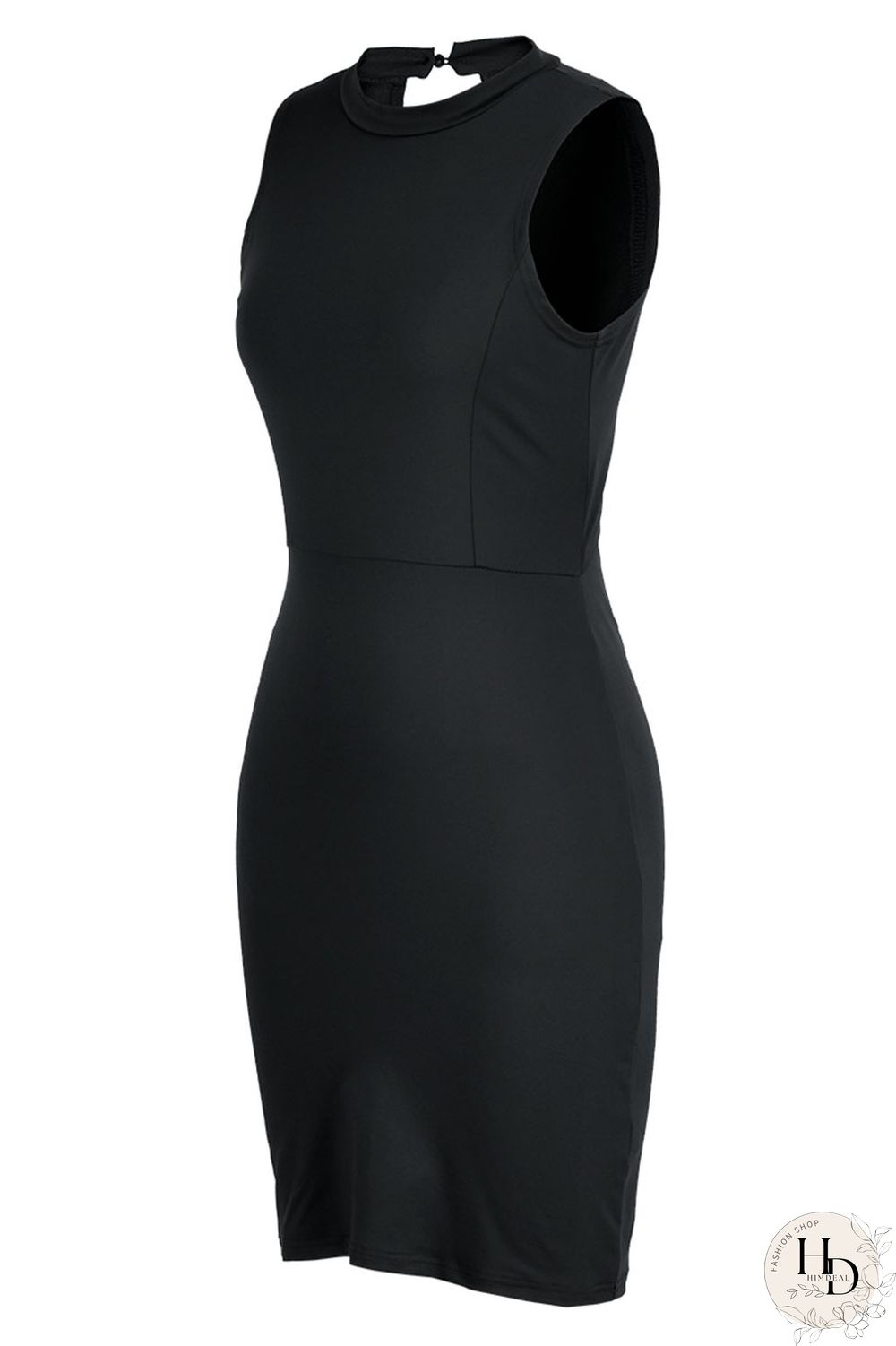 Black Fashion Casual Solid Hollowed Out Patchwork O Neck Sleeveless Dress