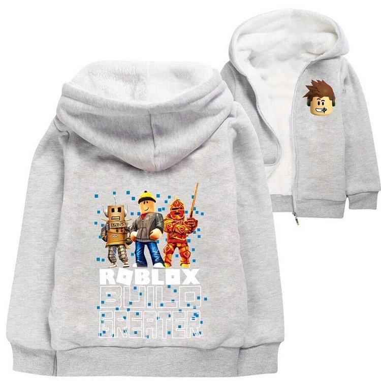 Mayoulove Roblox Build Greater Print Girls Boys Zipup Fleece Lined Cotton Hoodie-Mayoulove