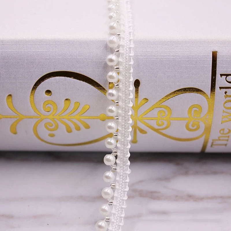 1yard/lot Vintage White/Black Beaded Lace Trim Tape Fabric Ribbon DIY Collar Sewing Garment Headdress Materials Sewing Craft