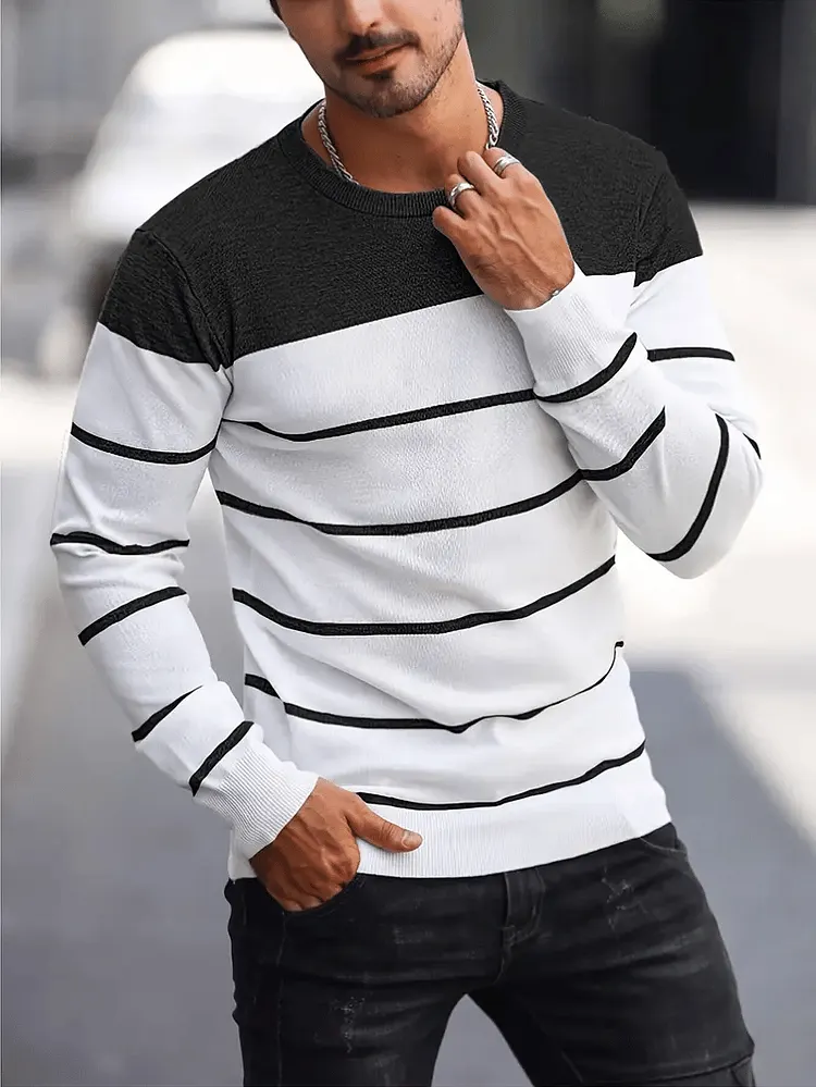 Men's Business Striped Long Sleeve T-Shirt