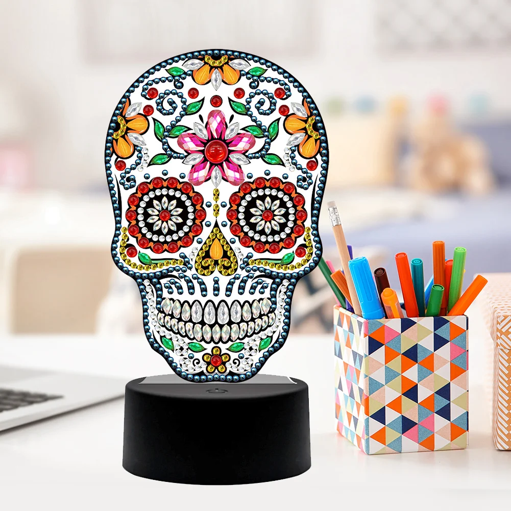 DIY Special Shaped Diamond Painting Skull LED Decor Night Light Ornaments