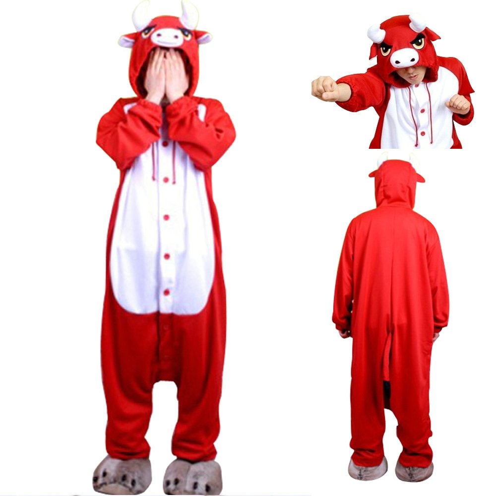 Brown Cattle Hoodie Animal Pajamas Kigurumi Costume Onesies-Pajamasbuy