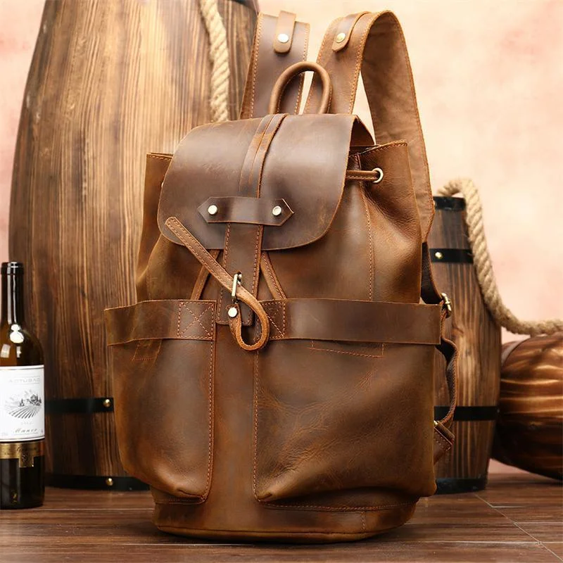 Unisex Creative Leather Large-Capacity Business Casual Backpack