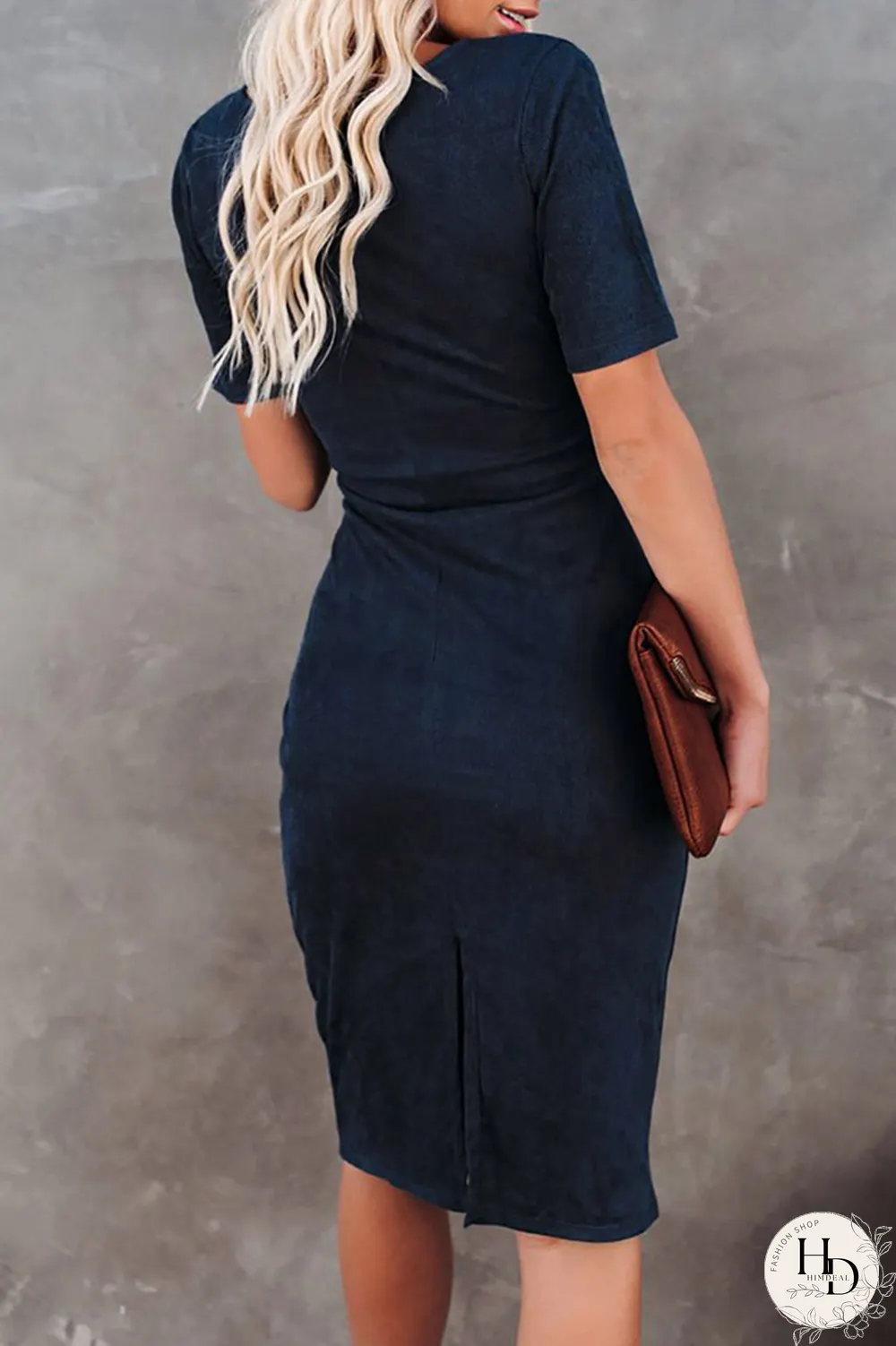 Fashion Solid Bandage U Neck Pencil Skirt Dresses(5 Colors)