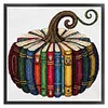 Books Pumpkin Full 18CT DIY Stamped Needlework Embroidery Kit 15.75x15.75inch Embroidery Needlepoint Starter Kits Cross Stitch Art and Crafts Kits for Beginners Adults Home Decor (18CTAFF-2098__C__40X
