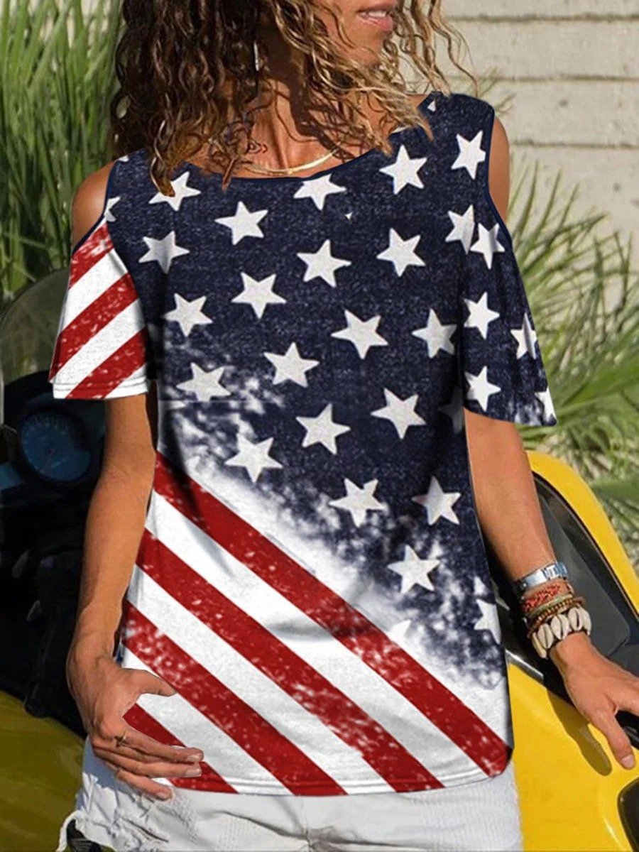 American flag print T-shirt