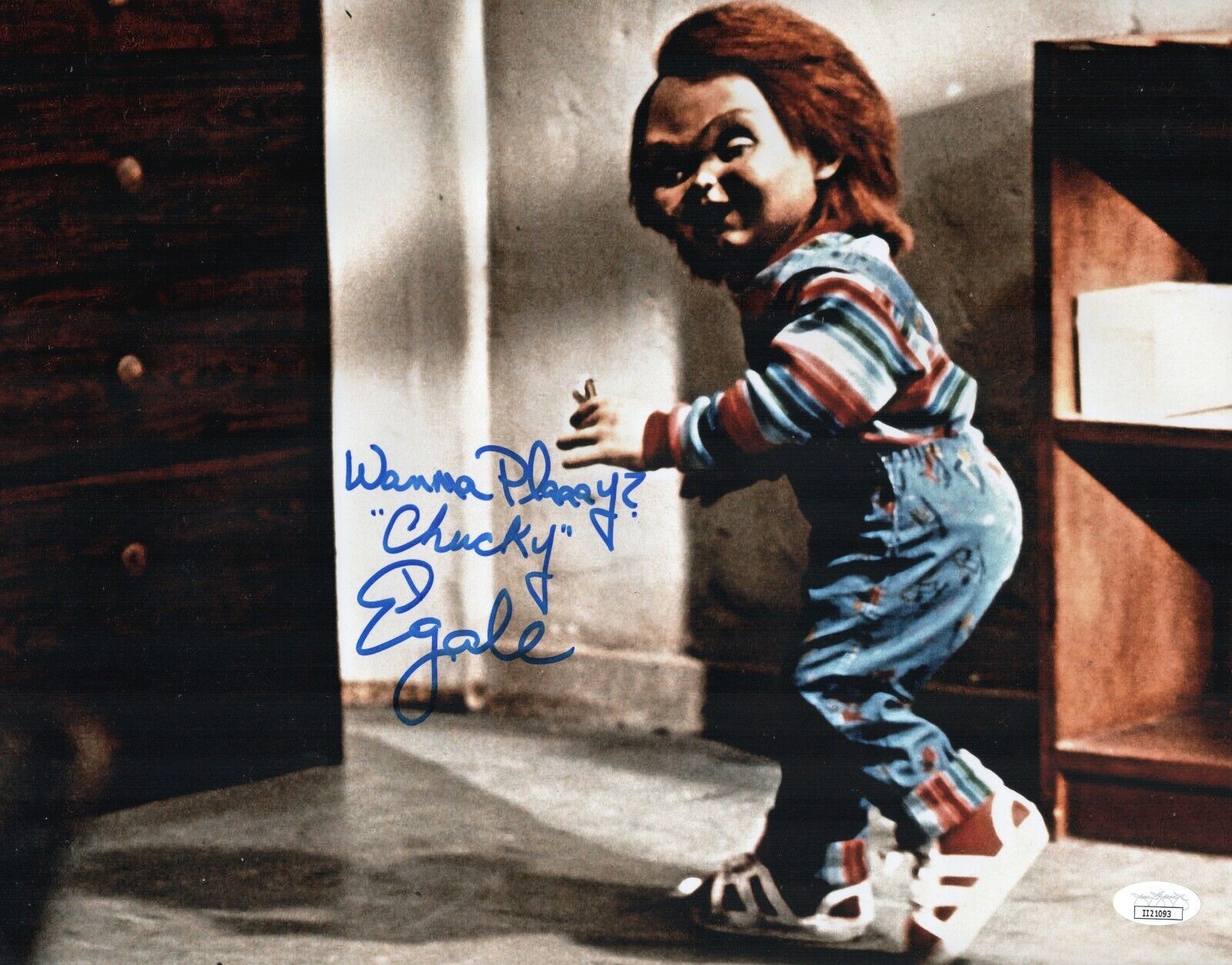 ED GALE Chucky Signed 11x14 Photo Poster painting Child's Play In Person Autograph JSA COA Cert