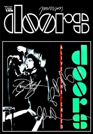 THE DOORS - SIGNED LP COVER - ALIVE SHE CRIED - Photo Poster painting POSTER INSERT