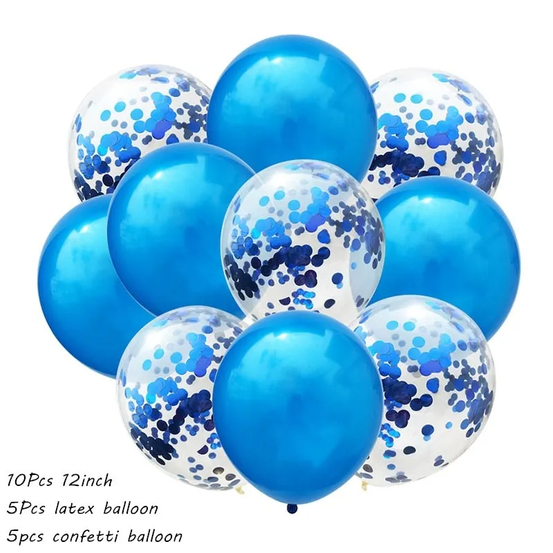 10Pcs Metal Latex Balloons Confetti Balloon Set For Wedding Birthday Party Balloon Decoration Baby Shower Helium Balloons