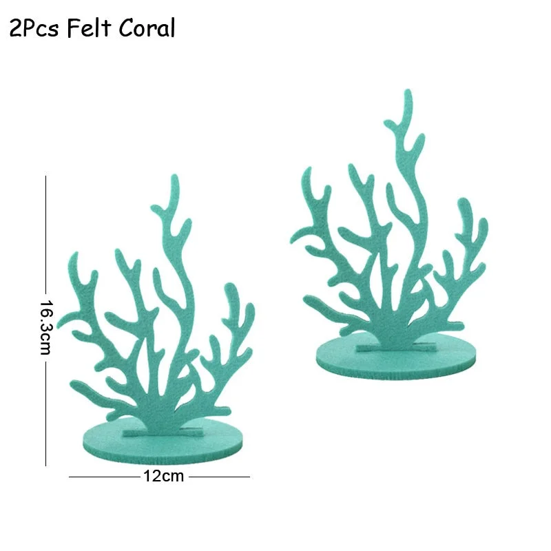 2Pcs Little Mermaid Theme Party Decorations DIY Felt Coral Table Ornament Under the Sea Girl Birthday Party Supplies Baby Shower
