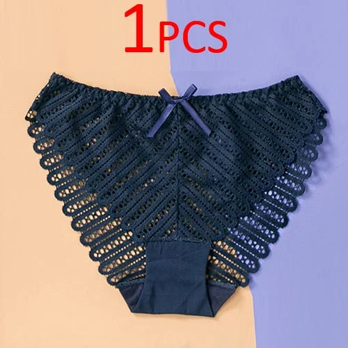 DERUILADY Sexy Perspective Lace Panties Women Comfortable Cotton Bottom Panties Ladies Lingerie Low Rise Seamless Underwear