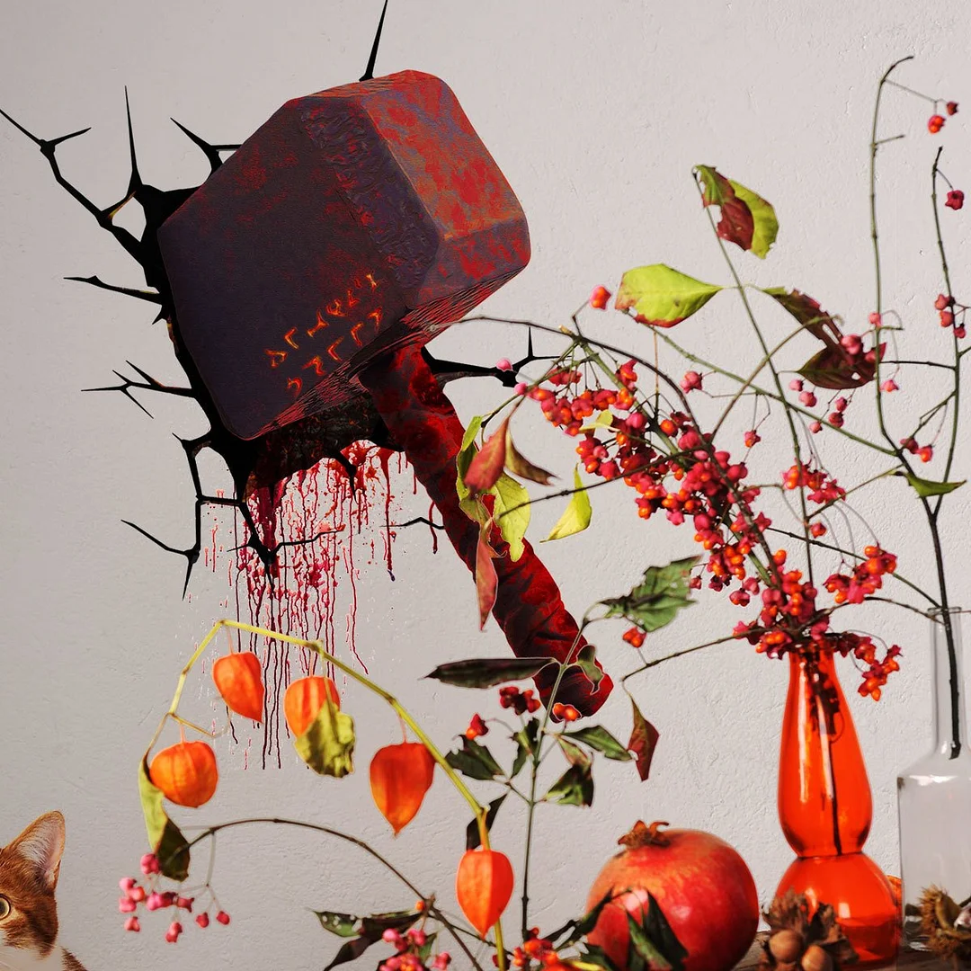 Halloween 3D Broken Wall Stickers Scary Axe Creative Wall Stickers
