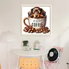 Coffee Dachshund-Partial 11CT Stamped Cross Stitch Bead Embroidery 36*36cm/14.17*14.17in tapestrymarket