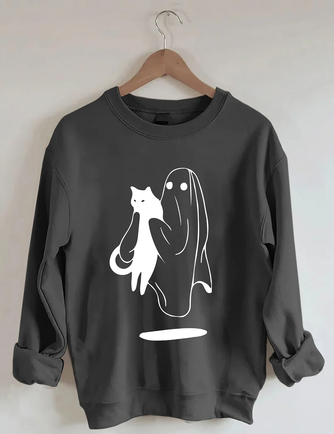 Ghost Carrying Black Cat Halloween Sweatshirt