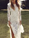 Sexy Long Sleeve Lace Backless Split-Side Evening Maxi Dress
