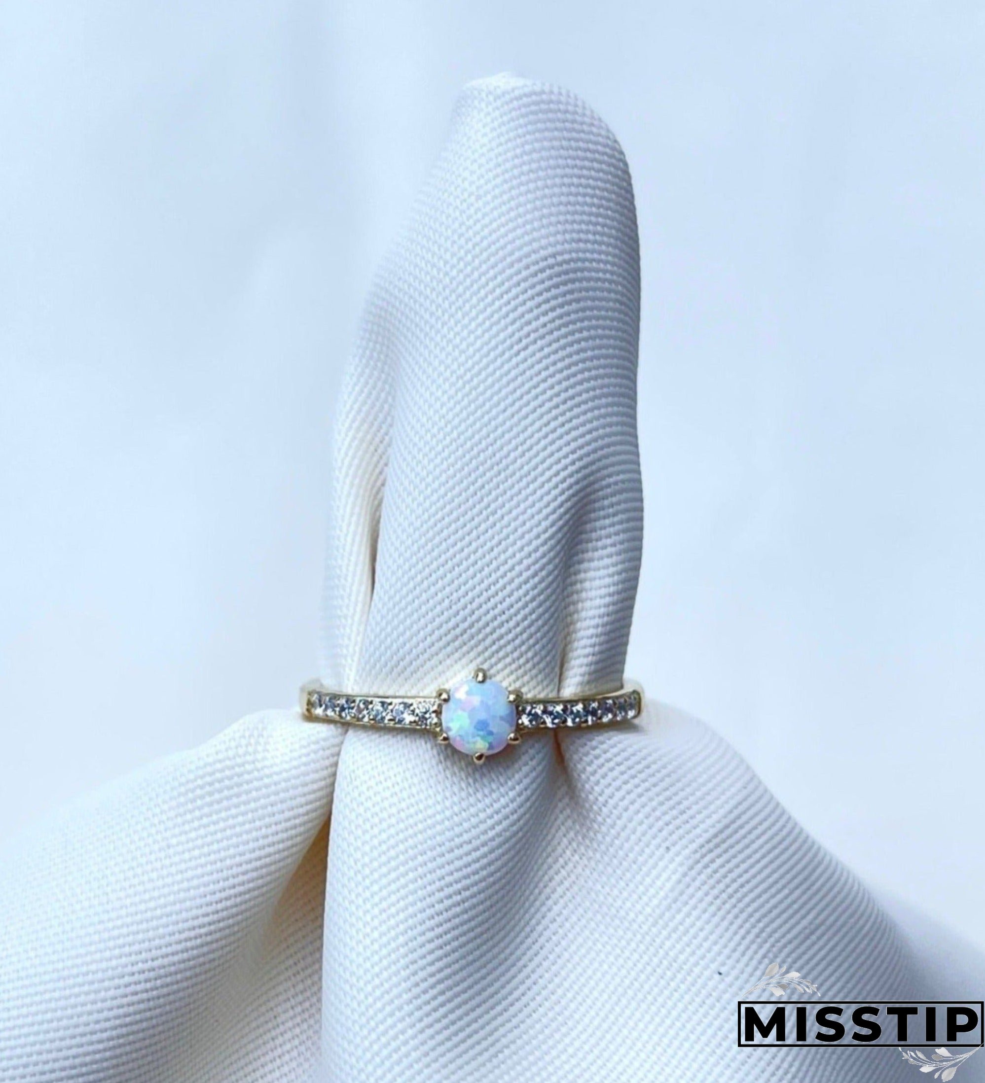 White Opal Ring