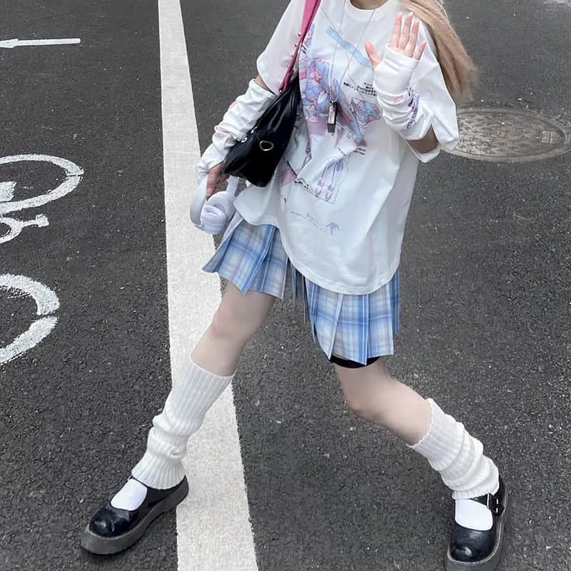 Japanese Tshirt Women T Shirt Harajuku Couple Wear JK Uniform Short-sleeved T-shirt Sweet Cool Loose College Plus Size Trendy