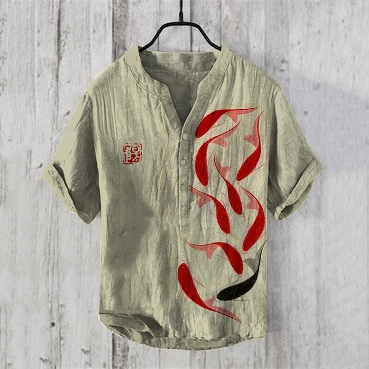 Japanese Fish Vintage Art Linen Blend Shirt