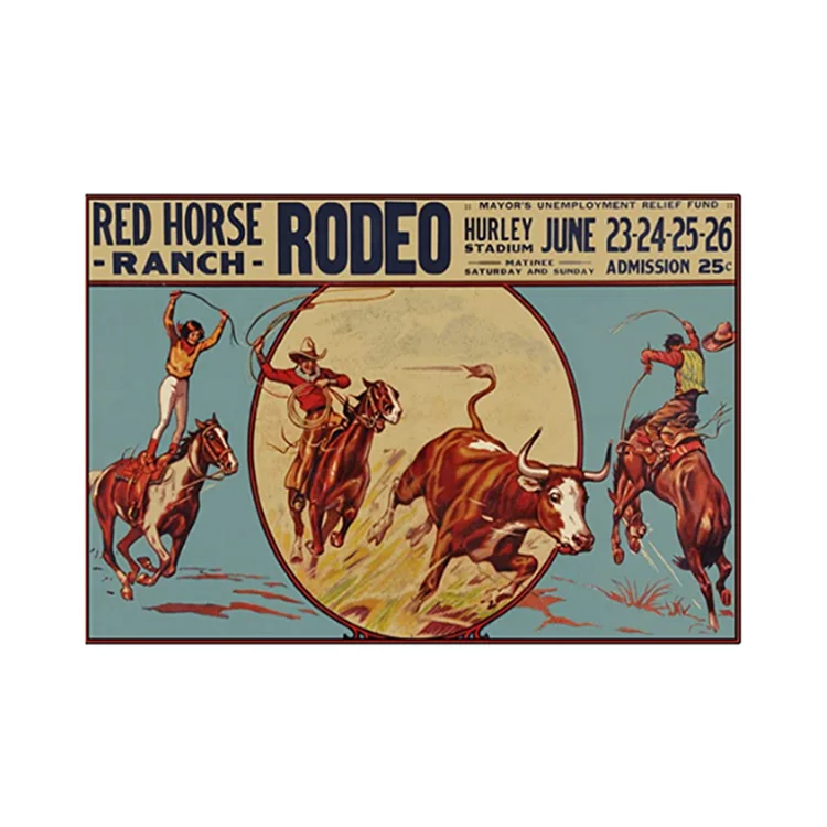 Cowboy - enseigne vintage en étain - 7.9x11.8 & 11.8x15.7inch