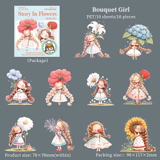 PETステッカー - 花物語シリーズ かわいい女の子キャラクター 花