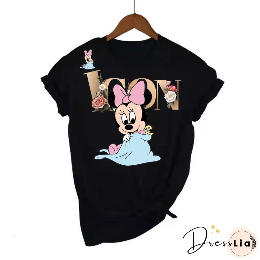 Urban Mickey Mouse Disney Spain Women's T Shirt Rally T Shirt Summer Top Minnie Couple Personalized Love Trend Red T Shirt