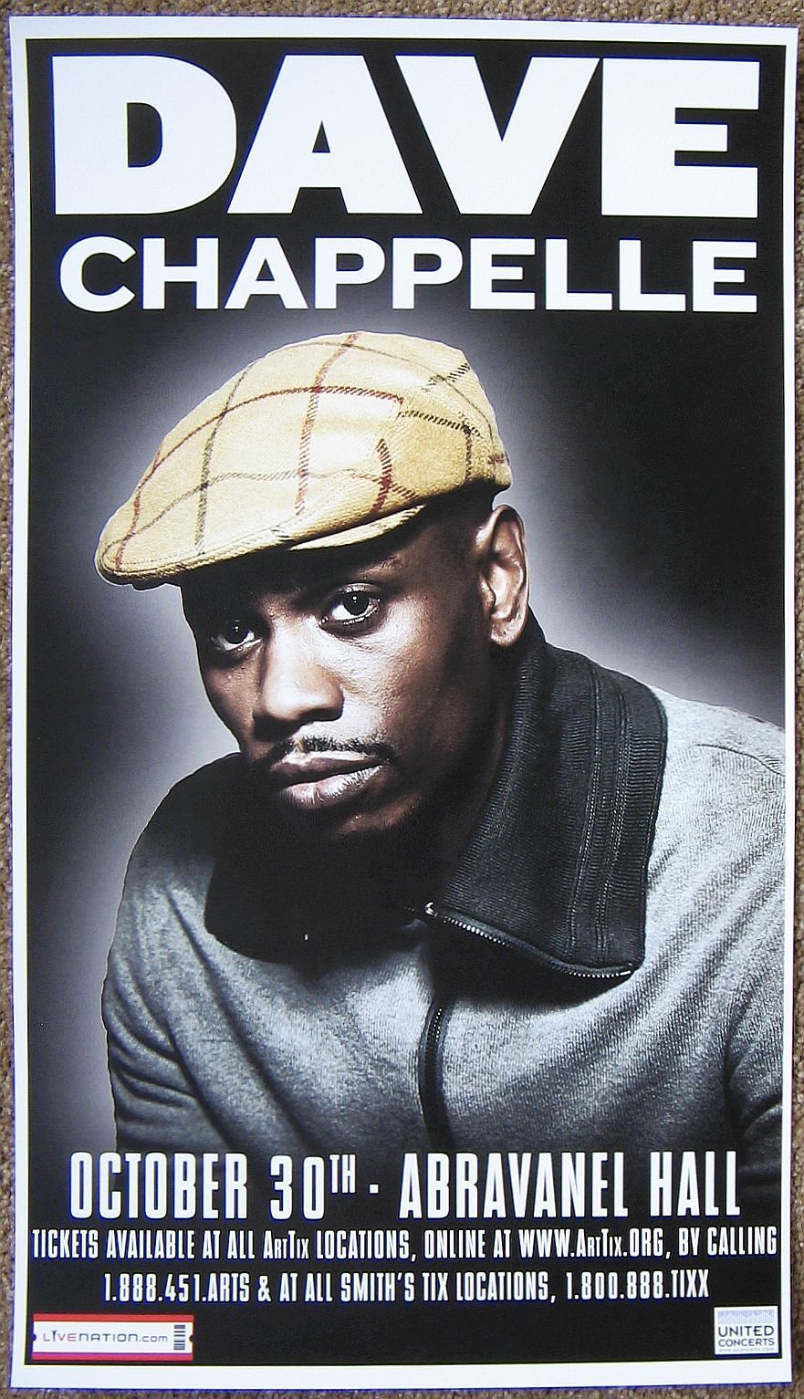 DAVE CHAPPELLE 2013 Gig POSTER Salt Lake City Utah Comedy