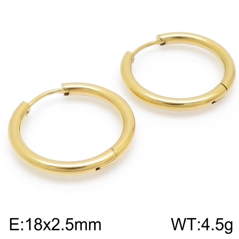 1 Pair Streetwear Solid Color Titanium Steel 18K Gold Plated Hoop Earrings