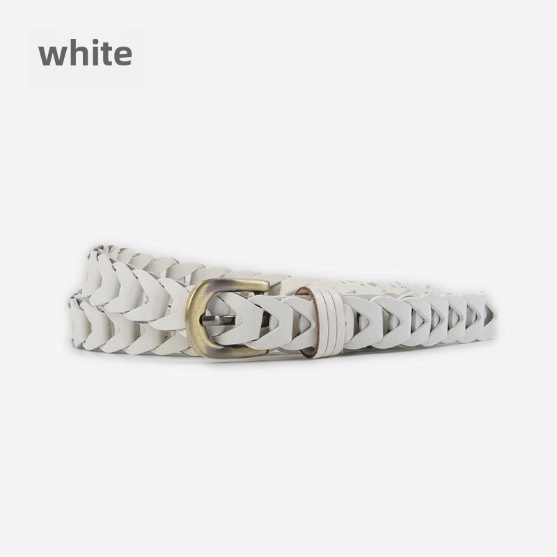 Woven Vintage Genuine Leather Women’s Belt Cowhide With Sweater Skirt Jeans Women’s Pants Belt Women’s Non-hole Belt