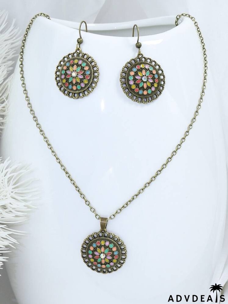 3pcs Rhinestone Flower Decor Jewelry Set