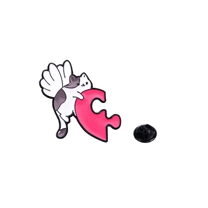 Cartoon Style Cute Minimalist Heart Shape Cat Alloy Enamel Plating Unisex Brooches Collar Pin