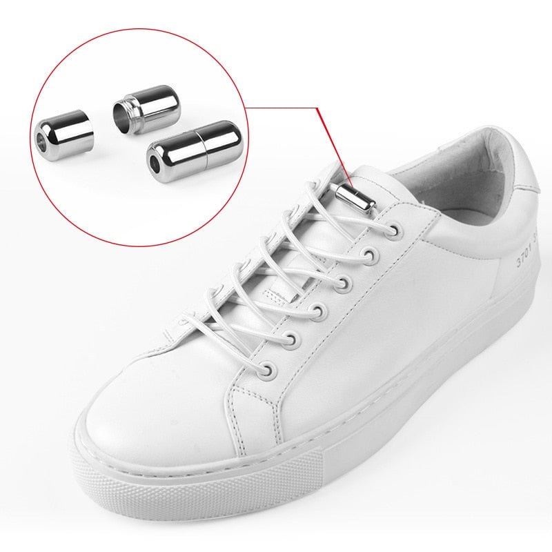 Elastic Shoelaces Round Metal Lock Outdoor Sneakers No Tie Shoelace Suitable for all kinds of shoes Unisex Lazy Laces 1 pair
