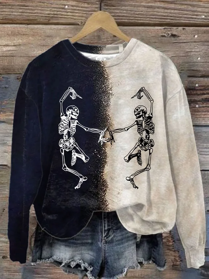 Women's Casual Halloween Print Long Sleeve Sweatshirt