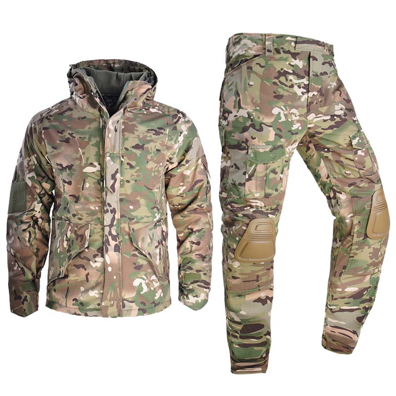 Outdoor Tactical Jacket+pants with Pad Hunting Coat Hooded Combat ...