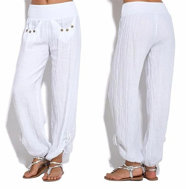 Casual Loose Button Wide Leg Pants