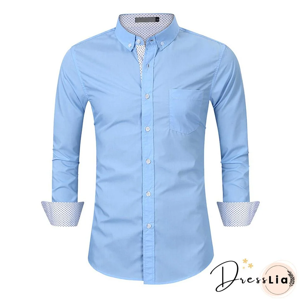 Men Long Sleeve Office Casual Button Social Shirt