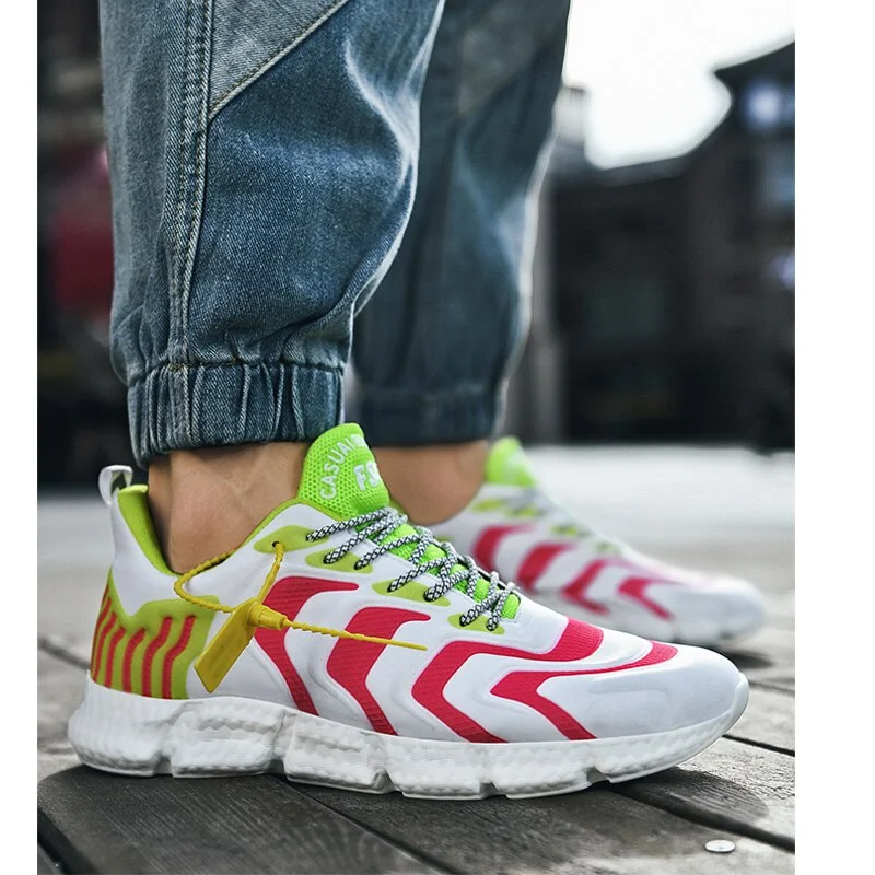 Men Sneakers Lace-up Mens Shoes Lightweight Cushion Sneakers Striped Luminous Men's Shoes Casual Shoes For Men Zapatillas Hombre