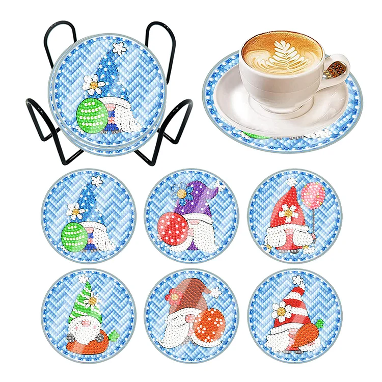 6 Pcs Easter Egg Washable Special Shape Diamond Painting Coaster Kit with Holder