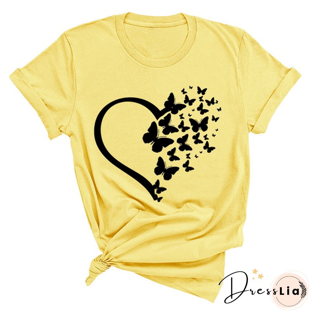 New Butterfly Print T Shirt Women Men Short Sleeve Tops Tees Summer Fashion Loose Casual T-Shirt